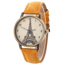 Load image into Gallery viewer, luxury designer Eiffel tower-patterned women&#39;s watch bronze vintage denim band  watches women fashion watch 2018
