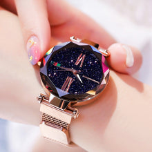 Load image into Gallery viewer, Women Watches Rose Gold Stardust Starry Sky Luxury Magnet Mesh Band Rhinestones Quartz Wristwatch Ladies Female Diamond Watch
