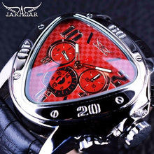 Load image into Gallery viewer, Jaragar Sport Fashion Design Geometric Triangle Case Brown Leather Strap 3 Dial Men Watch Top Brand Luxury Automatic Watch Clock